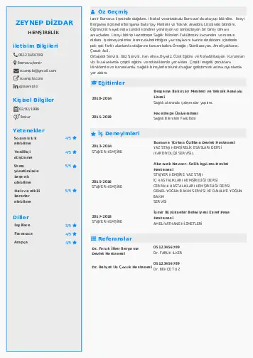 Sağlık Çalışanı Cv Örnekleri cv indir